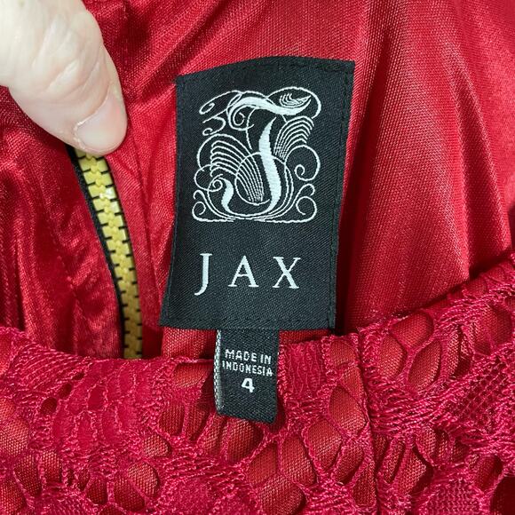 JAX Black Label Women's Red Lace Sleeveless Midi Dress - Size 4 - Sexy Cocktail - Picture 4 of 7